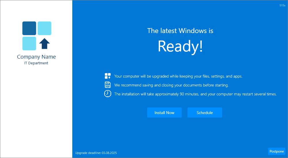 UpgradeMate User Interface Form